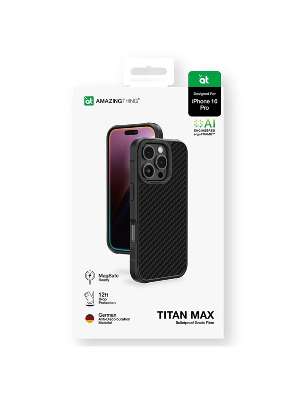 AmazingThing Titan Max Case with 1500D Aramid Fibers for iPhone 16 Pro - Black