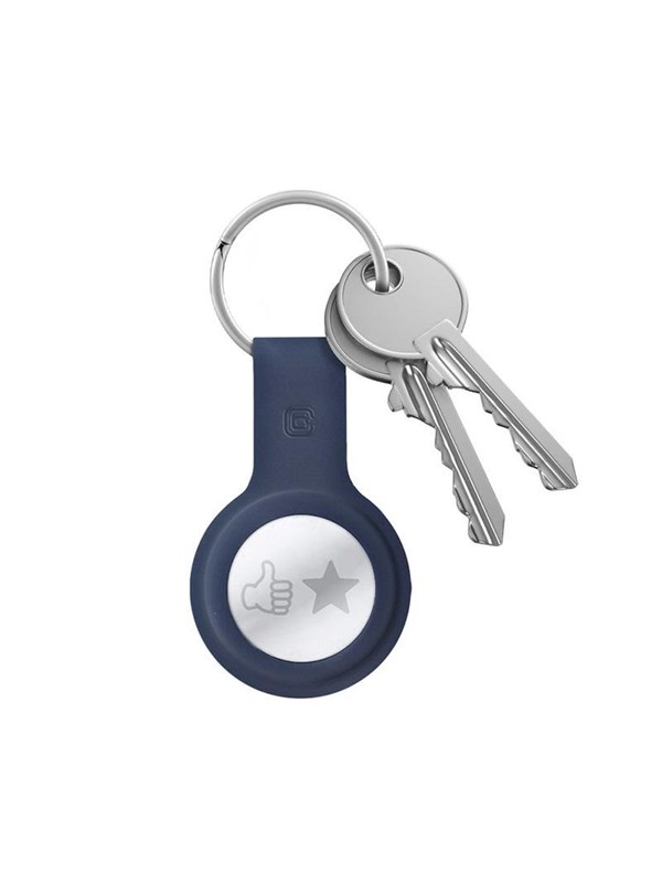 CRONG Silicone Case with Key Ring - Protective keychain case for Apple AirTag 1/2 - navy blue