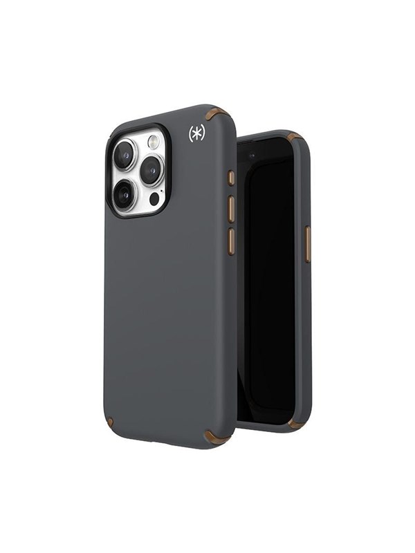 Speck Presidio2 Pro Magsafe - iPhone 15 Pro Case - Charcoal Gray / Cool Bronze / White