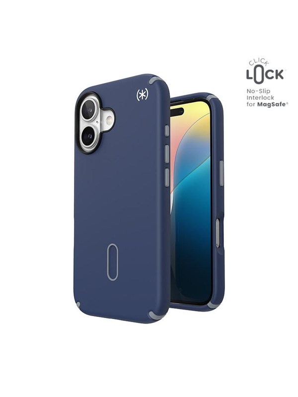 Speck Presidio2 Pro ClickLock & MagSafe - iPhone 16 Case - Coastal Blue / Dust Gray / White