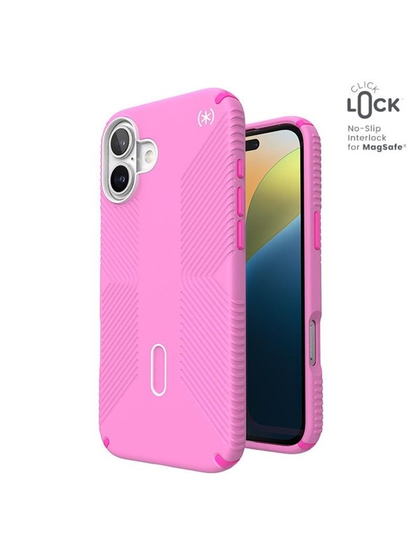 Speck Presidio2 Grip ClickLock & MagSafe - iPhone 16 Plus Case - True Pink / Shocking Pink / White