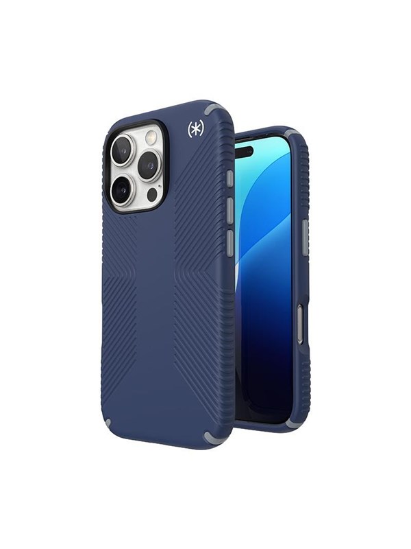 Speck Presidio2 Grip - iPhone 16 Pro Case - Coastal Blue / Dust Gray / White