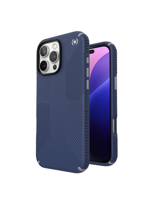 Speck Presidio2 Grip - iPhone 16 Pro Max Case - Coastal Blue / Dust Gray / White