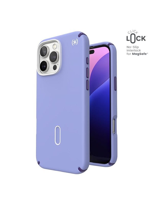 Speck Presidio2 Pro ClickLock & MagSafe - iPhone 16 Pro Max Case - Future Lavender / Cassis Purple / White
