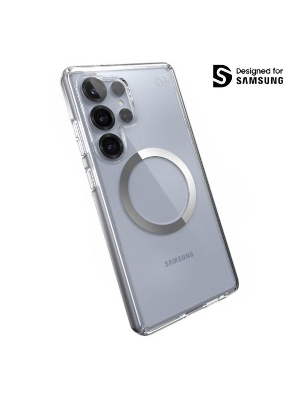 Speck Presidio Perfect-Clear Magnet - Samsung Galaxy S25 Ultra MagSafe Case - Clear / Chrome Finish / Serene Silver