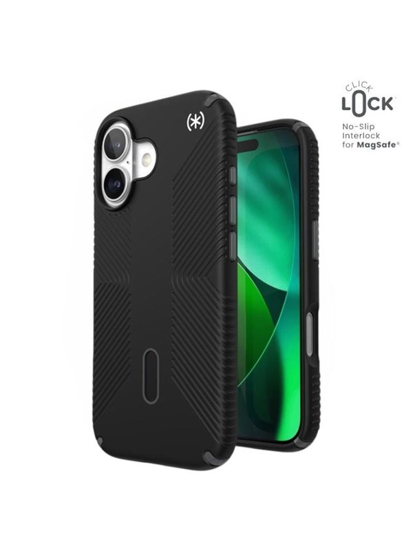 Speck Presidio2 Grip ClickLock & MagSafe - iPhone 17 Case - Black / Slate Gray / White
