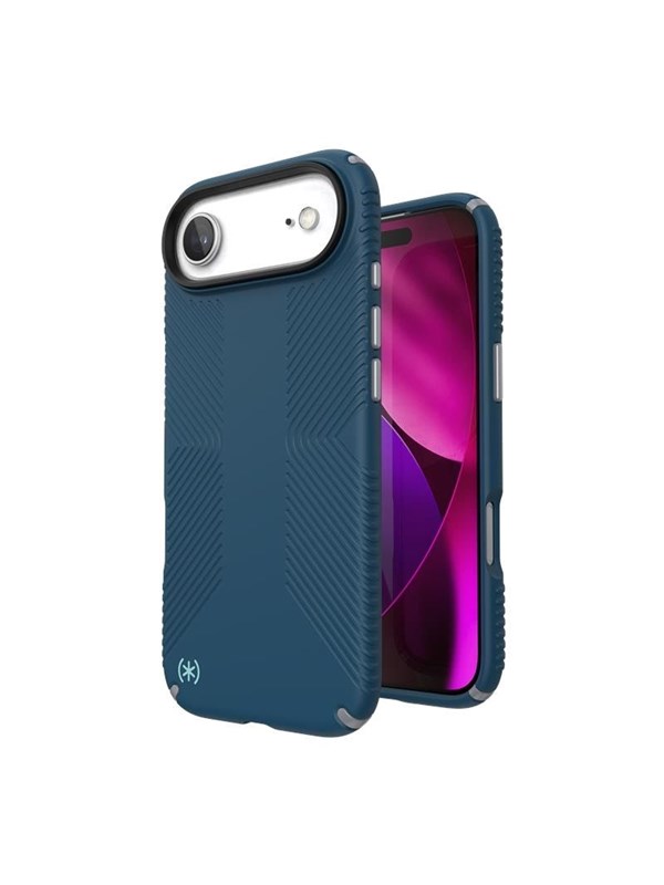 Speck Presidio2 Grip MagSafe - iPhone Air Case - Deep Sea / Silver Metallic / Spell Blue
