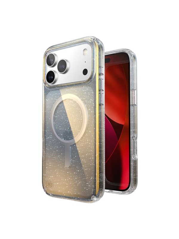 Speck Presidio Lux MagSafe - iPhone 17 Pro Max Case - Hyper Mirror Glitter / Silver Metallic