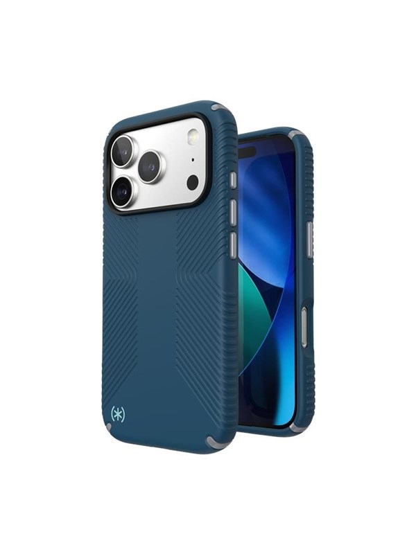 Speck Presidio2 Grip MagSafe - iPhone 17 Pro Case - Deep Sea/Silver Metallic