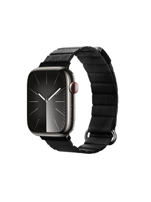 CRONG Eclipse - Magnetic Leather Apple Watch Band 44/45/46/49 mm - Black