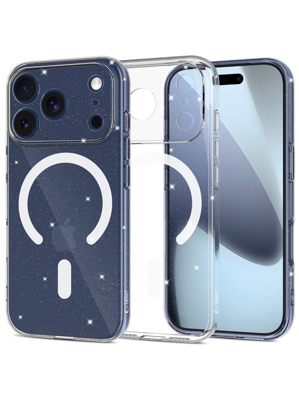 Tech-Protect FlexAir MagSafe Case for iPhone 17 Pro - Clear Glitter