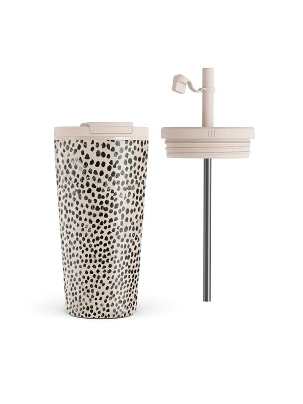 Burga Almond Latte - Travel Mug 500ml with Flap & Straw Set