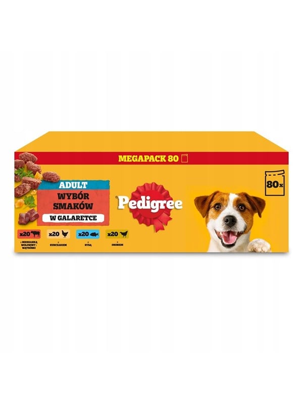 Pedigree Adult Selection of flavours in jelly - wet dog food - 80x100g