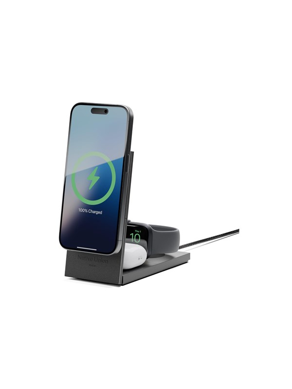 Native Union wireless charging stand - rise 3-in-1 - + AC power adapter - 15 Watt