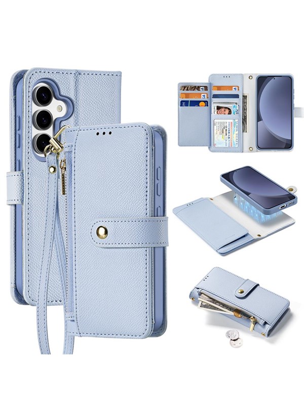Dux Ducis Lava Leather Case for Samsung Galaxy S25+ with Detachable Magnetic Wallet - Blue