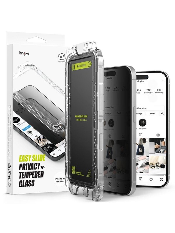 Ringke Easy Slide 2-pack Privacy Glass for iPhone 16 Pro Max