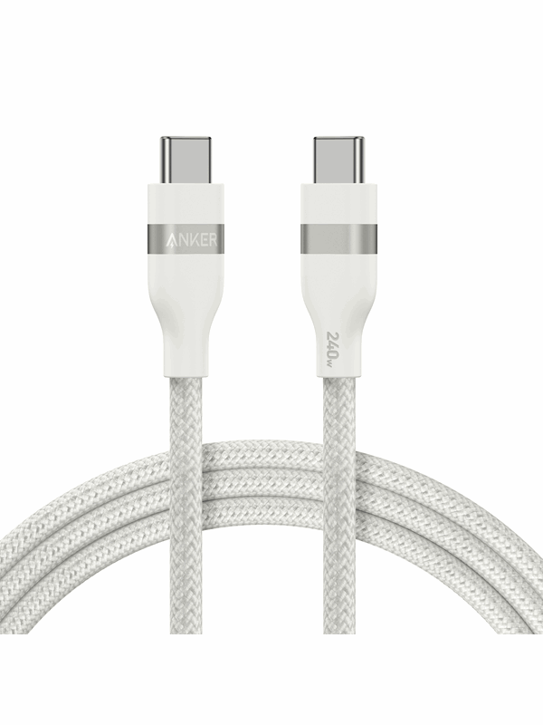 Anker USB-C to USB-C Cable (1.8m 240W Upcycled-Braided) - White