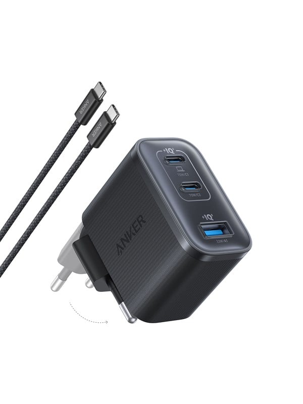 Anker Nano Charger (70W 3 Ports - Incl. Cable) - Black