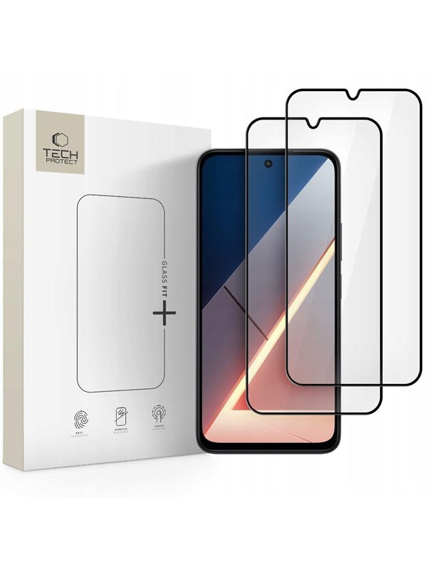 Tech-Protect Glass Fit+ 2-pack Tempered Glass for Xiaomi Poco M7 - Black