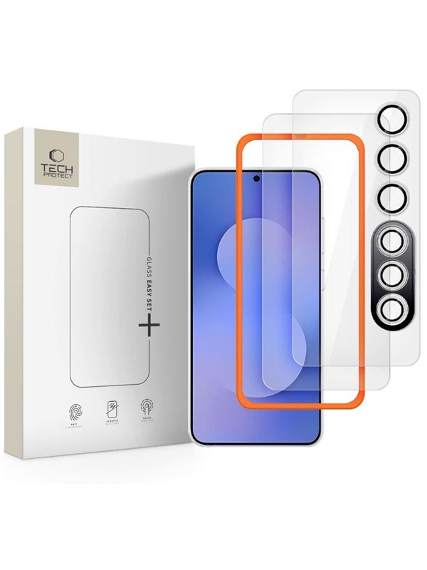Tech-Protect Easy Set+ 3-pack Tempered Glass for Samsung Galaxy S25 FE - Clear