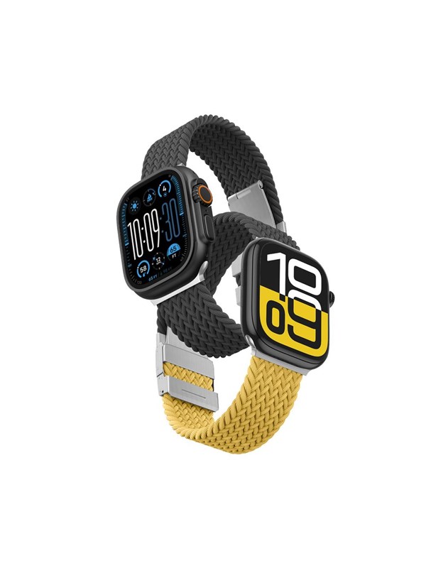 AmazingThing Set of 2 Blend Band for Apple Watch 45/46/49mm - Yellow-Black/Black