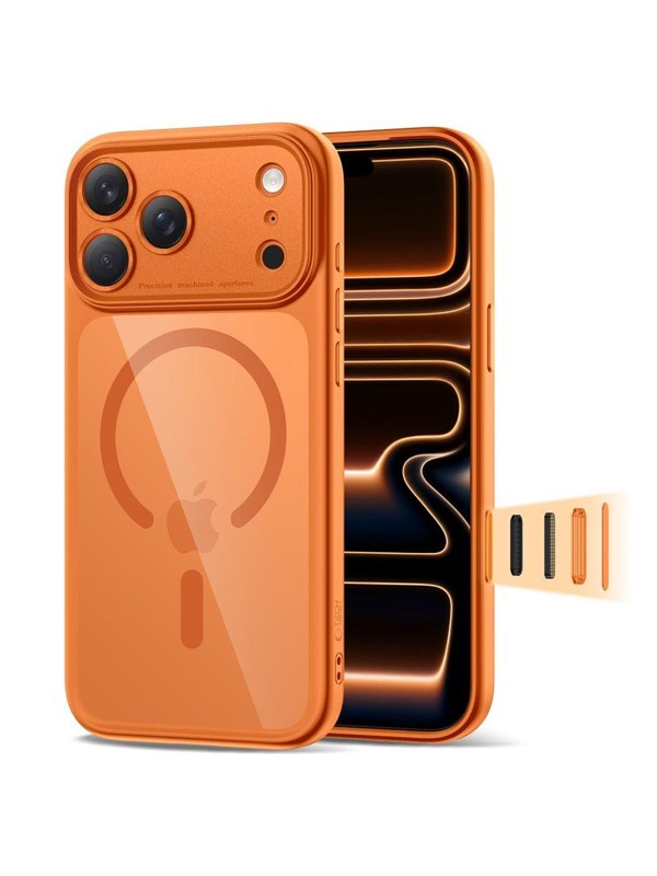Tech-Protect Magpeak Magsafe CC Case for iPhone 17 Pro - Clear Orange