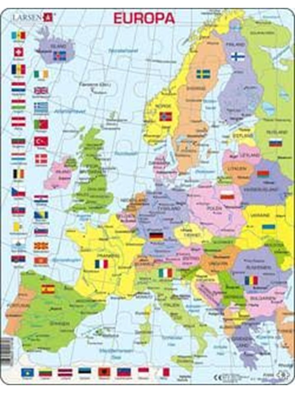 Larsen Puzzles Puzzle Europe (tall format) - 48 pieces Maxi (36.5x28.5 cm) Lattia