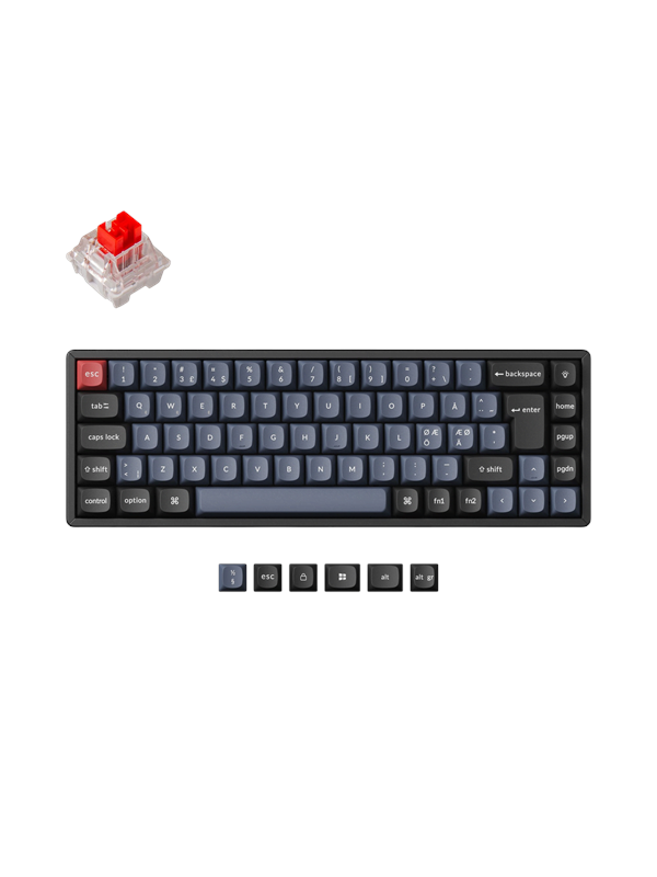 Keychron K6 Pro QMK/VIA Wireless RGB Hot Swap K Pro Red - Pelinäppäimistö - ilman numpadia - Pohjoismainen - Musta