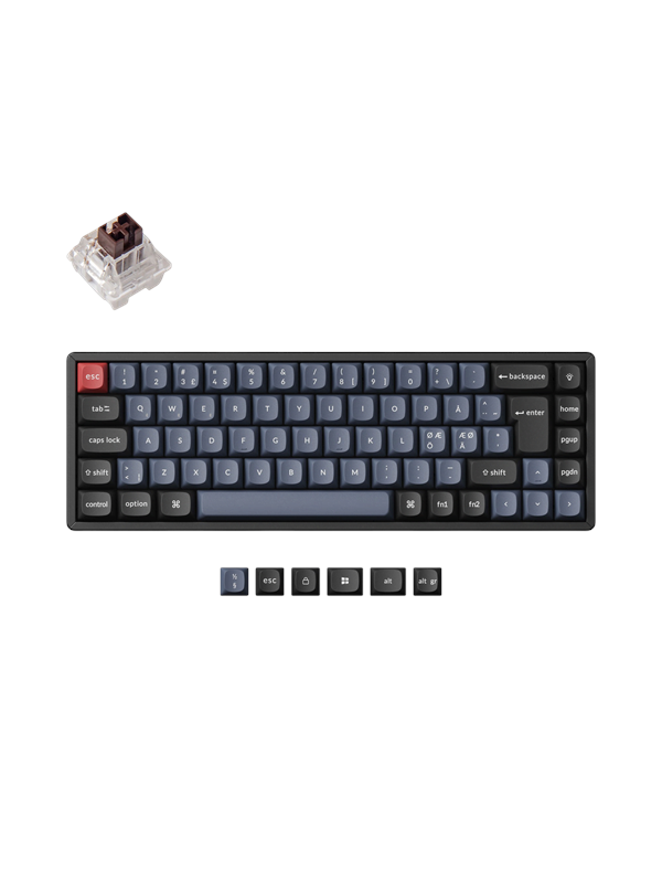 Keychron K6 Pro QMK/VIA Wireless RGB Hot Swap K Pro Brown - Pelinäppäimistö - ilman numpadia - Pohjoismainen - Musta