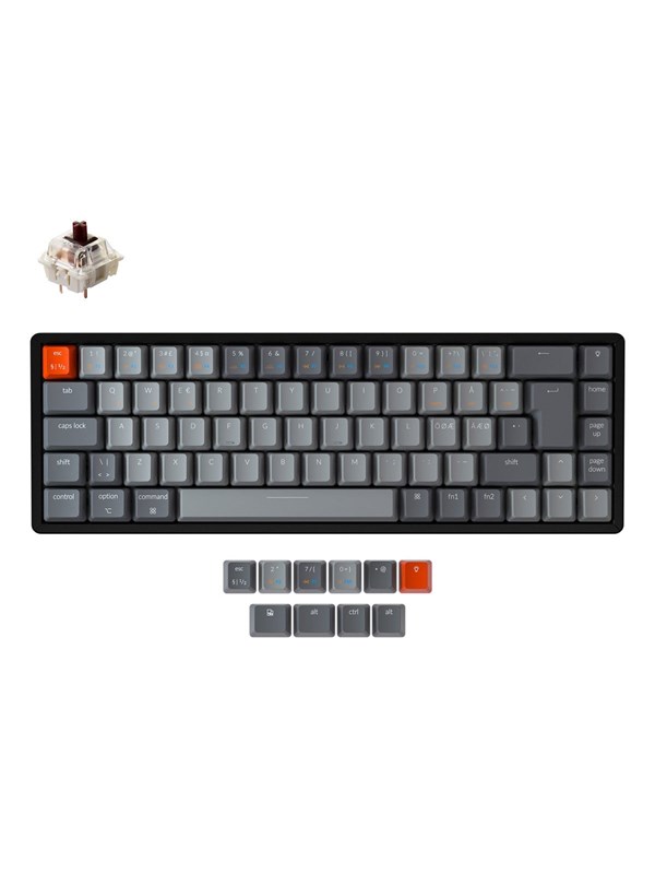 Keychron K6 RGB Aluminium Wireless Hot Swap Gateron Brown - Pelinäppäimistö - ilman numpadia - Pohjoismainen - Musta