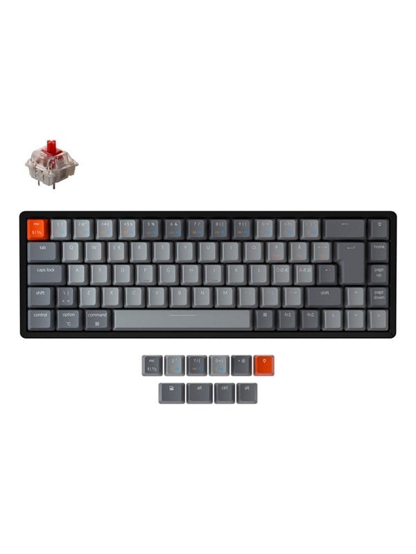 Keychron K6 RGB Aluminium Wireless Hot Swap Gateron Red - Pelinäppäimistö - ilman numpadia - Pohjoismainen - Musta
