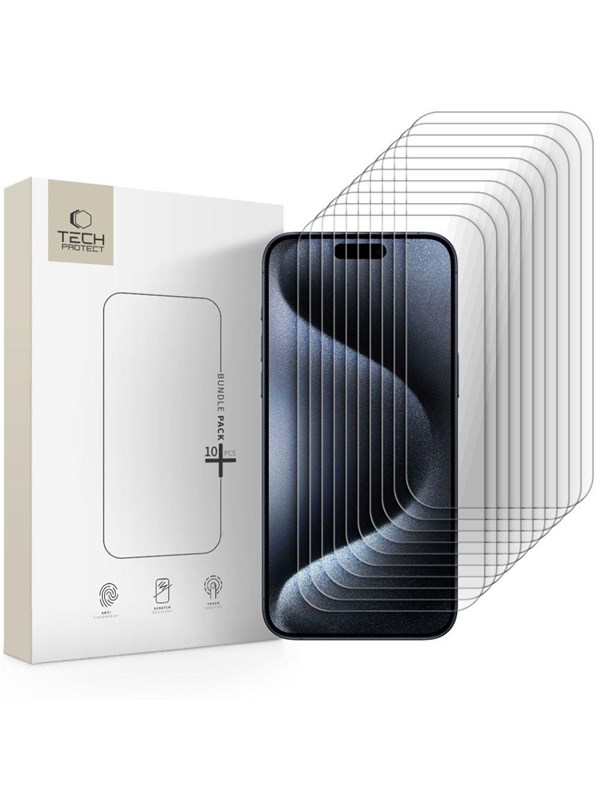 Tech-Protect Glass Bundle 10-pack for iPhone 15 Pro Max
