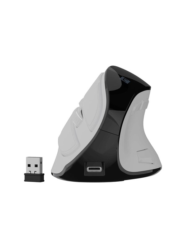Natec EUPHONIE PRO - vertical mouse - 2.4 GHz Bluetooth 5.0 USB - white - Vertical mouse - Optinen - 9 painiketta - Valkoinen