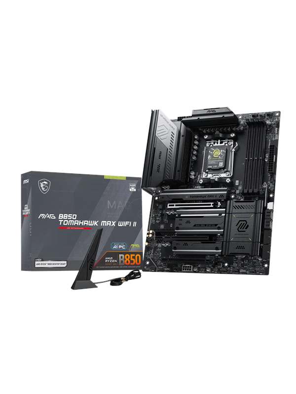 MSI MAG B850 TOMAHAWK MAX WIFI II, AMD, Socket AM5, AMD Ryzen 7000 Series, AMD Ryzen 8000 Series, AMD Ryzen 9000 Series, Socket AM5, DDR5-SDRAM, 256 GB