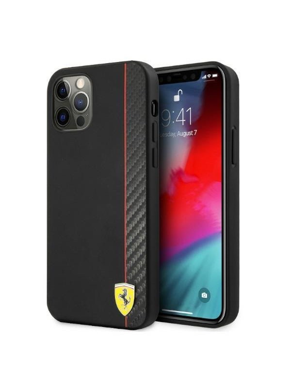 Ferrari FESAXHCP12LBK iPhone 12 Pro Max Carbon Stripe - Black