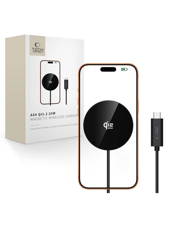 Tech-Protect A50 MagSafe 25W QI2.2 Wireless Charger - Black
