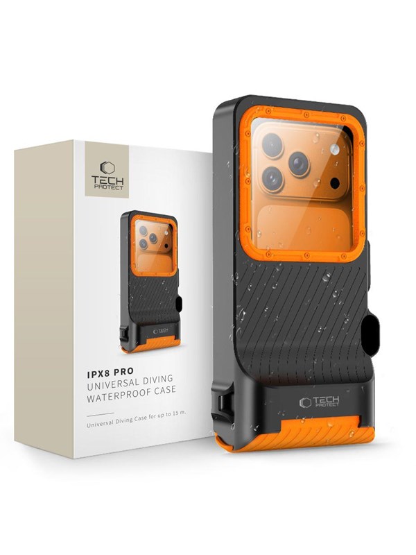 Tech-Protect IPX8 Pro Waterproof Phone Case - Orange and Black