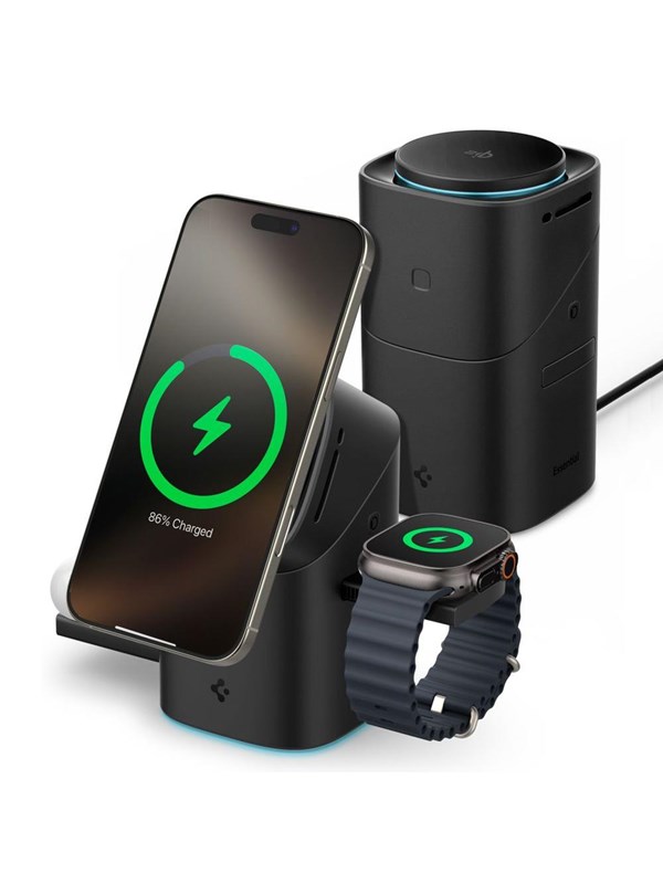 Spigen Essential EF223MS 3-in-1 QI2 Wireless Charger - Black
