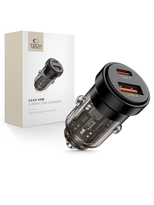 Tech-Protect CC03 45W Car Charger 2-Ports USB-A / USB-C - Black