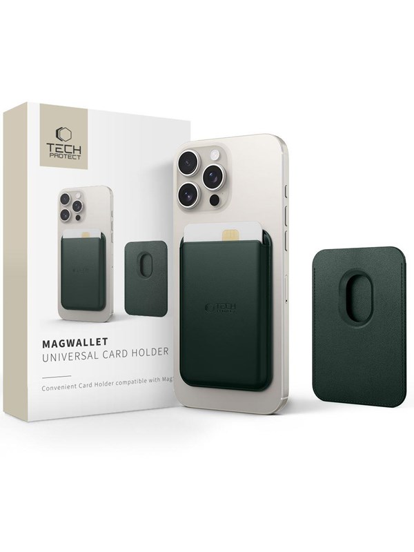 Tech-Protect MagWallet Magsafe Case with Universal Magnetic Card or Document Holder - Green