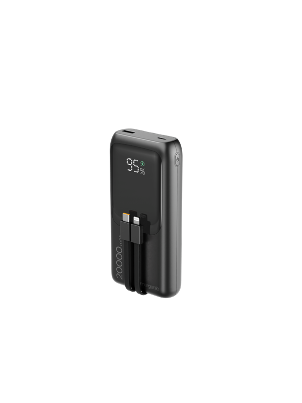Gembird 20 W Fast charging power bank with integrated cables - 20000 Ah