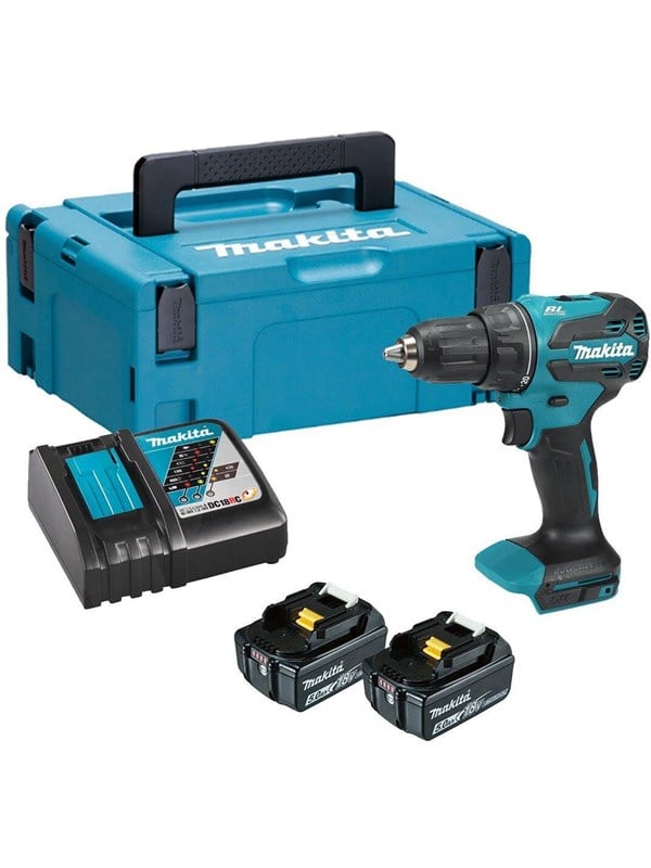 Makita DHP490RTJ Cordless impact drill 18V BL 13mm 65 Nm 2x5.0Ah DC18RC Makpac2