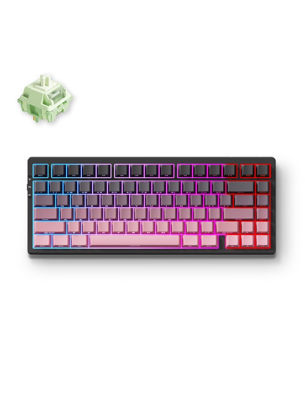 MCHOSE G75 Pro Wireless Gasket Mounted (Black Pink - Matcha Latte Switch V2) - Pelinäppäimistö - ilman numpadia - Englanti (US) - Vaaleanpunainen