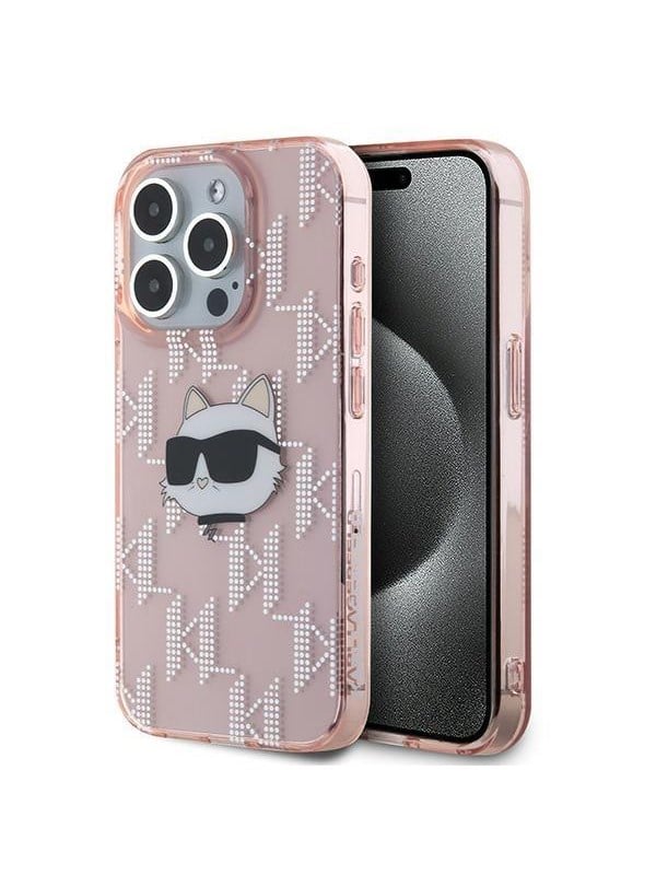 Karl Lagerfeld IML Choupette Head & Monogram case for iPhone 15 Pro - pink