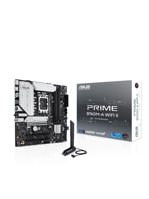 ASUS PRIME B760M-A WIFI II Emolevy - Intel B760 - Intel LGA1700 - DDR5 RAM - Micro-ATX