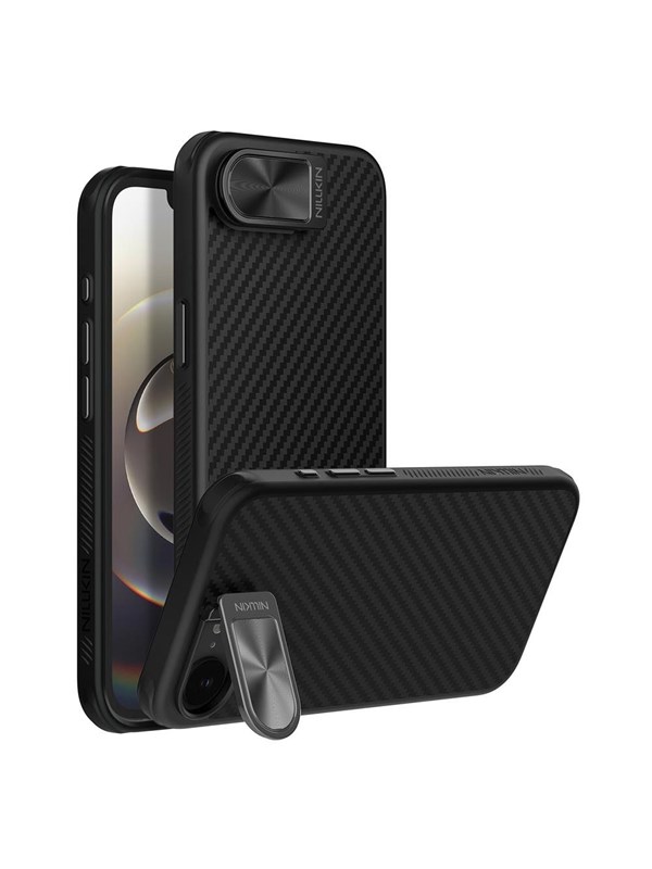 Nillkin CarboProp Magnetic Case with Camera Cover and Stand for iPhone 16e / 17e - Black