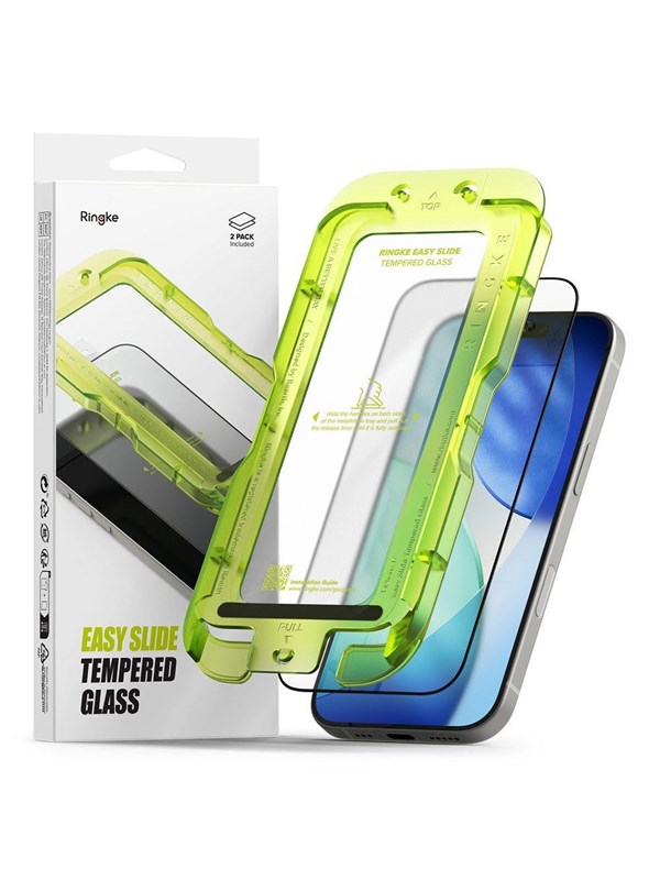 Ringke Easy Slide 2-pack Tempered Glass for iPhone 17 - Black