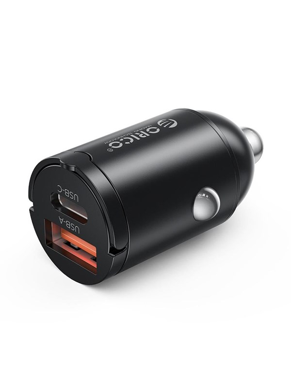 ORICO MiniRing 30W USB-A + USB-C Car Charger - Black
