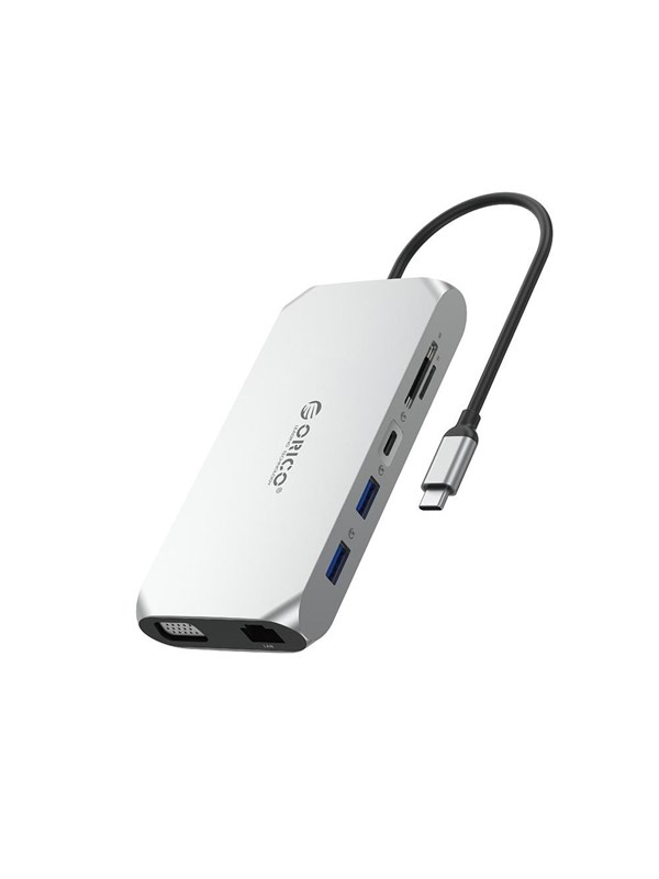 ORICO XCR 12in1 USB-C Docking Station USB hub - 12 porttia - USB 3.1 - hopea