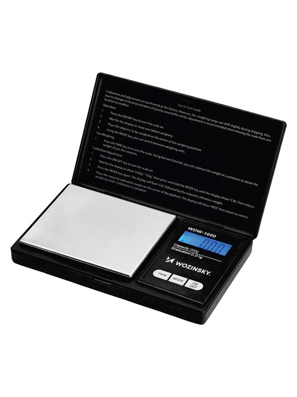 Wozinsky Keittiövaaka WDW-1000 Jewelry Scale 200g 0.01g Precision Illuminated - Black